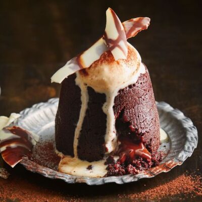 lava cake with vanilla ice cream